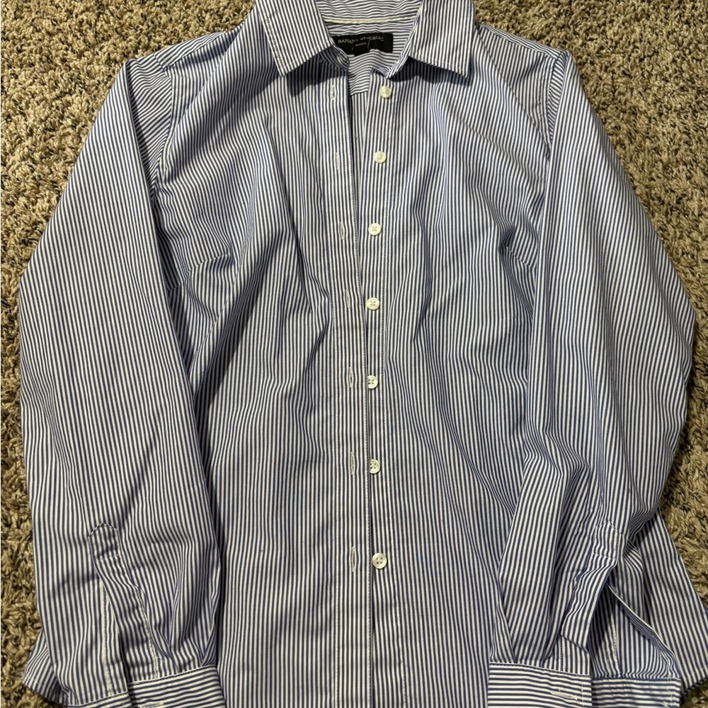 Banana Republic Factory Blue and White Button Down Shirt